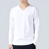 Riolio  Large Size 100% Cotton T-Shirt Men and Women Oversized V-Neck Long Sleeve Autumn Bottoming Shirt Plain Loose Unisex Basic Tee