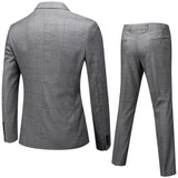 Riolio  Men's Business Casual Three-Piece Suit Slim Fit Wedding Groom Fashionable Polyester Fiber Single-Button Closure All-Season Wear