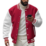 Riolio  Cross-border men's autumn and winter flight jacket baseball jersey velvet loose casual stand-up jacket men