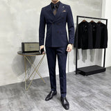 Riolio  Men's Slim Fit Three Piece Suit Double Row Buttons Fashionable Maturity Style Korean Version Wedding Groomsmen Western Coat