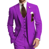 Riolio  Elegant Men's 3-Piece Tuxedo Suit with Peak Lapel Blazer Vest And Pants Fashionable Male Wedding Business Banquet Clothing