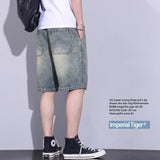 Riolio  American Summer Lightweight Casual Loose Washed Denim Short Pants Men Trend Vintage Straight Leg Jeans Male Daily Commute Shorts