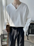 Riolio Light Luxury Top High-end Niche Designer V-neck Long-sleeved T-shirt Men Spring Autumn Trendy Versatile Base Shirt Aesthetic