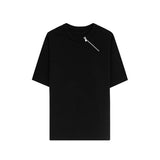 Riolio  Oblique Zipper Short-sleeved T-shirt for Men New Summer Fashion Trendy Brand Stylish Loose Round-neck Short-sleeved Shirt