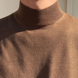 Riolio  Half-turtleneck Sweater for Men, Long-sleeved Korean Style Trendy Knitted Sweater with Bottoming Shirt, Hong Kong Style Casual