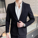 Riolio 3 Pcs Set Blazers Jacket Pants Vest / Fashion Men's Casual Boutique Business Striped Groom Wedding Suit Trousers Waistcoat