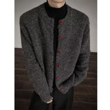 Riolio  Collarless knitted sweater jacket Men Classic autumn winter casual sweater warm loose  Street Knitwear