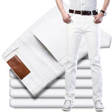 Riolio  White Spring Autumn All-match Business Casual Trousers Male Clothes Jeans Men's Fashion Straight Elastic Cotton Denim Pants