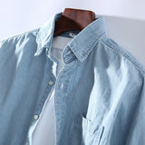 Riolio 3 Colors New Men's Casual Denim Shirt Fashion Casual Cotton Slim Fit Cowboy Long Sleeve Shirt Male Brand Clothes