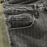 Riolio  Spring and Autumn New Classic Fashion Retro Striped Small Foot Pants Men's Casual Slim Comfortable High-Quality Jeans 28-36