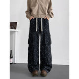 Riolio  Cargo jean pants Men Wide Leg DenimLoose Straight Baggy Men's Jeans hip hop Streetwear Skateboard Neutral denim Trousers