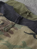 Riolio Loose Camouflage Workwear Vest Multi-ket Outdoor Fiing Jaet Youth Stand Fit V-Ne Single Button Closure Workwear