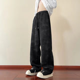 Riolio New Spring Men's Casual pants Sweatpants Wide Leg Straight Loose Pants Korean Fashion Patchwork Knit Long Track Trousers