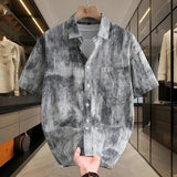 Riolio  Summer New Tie-dye Short-sleeved Shirt for Men's Fashionable Casual Printed Fashion Top