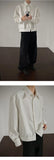 Riolio  Shirt men Korean Style Loose Fit Square Neck Plain Color Long Sleeve Shirt Man Autumn New Trendy Youth Dance Shirts Oversized