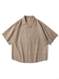Riolio  Spring and Summer New Men's Short Sleeved Floral Shirt Cardigan Hawaii Style Loose Men's Short Sleeved Shirt