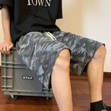 Riolio  Summer New Camouflage Multi Pocket Printed Workwear Men's Shorts Trendy American Loose Wide Leg Casual Elastic Band 5/4 Pan