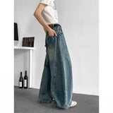 Riolio Men Baggy Jeans Wide Leg Unisex Streetwear Hip Hop Dance Pants Loose Fit Trousers Oversized Urban Jogger Street Dance Clothing