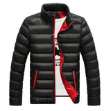 Riolio M-5XL New Men's Winter Thick Jacket Stand Neck Zipper for Warmth and Contrast Color Short Jacket Slim Fitting and Versatile Jac