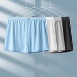 Riolio Large Size Mens Ice Silk Arrow Pants Seamless Solid Color Boxer Shorts Panties Summer Thin Loose Comfortable Sleepwear Underwear