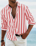 Riolio Fashion Men's Shirt Long Sleeve Striped Print Top Men Social Luxury Men's Wear Hawaiian Elegant Classic Fashion