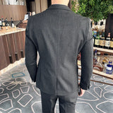 Riolio  S-7XL ( Blazer + Vest + Pants ) Brand Men's Formal Business Suit Three-piece Set Groom Wedding Party Dress Solid Color Plaid