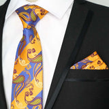 Riolio  Newest Tie Set 8CM Mens Necktie Handkerchief Neck Ties Sets For Man Yellow Color Plaids Stripes Jacquard Cravat Business Party