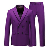 Riolio Blazer Pants Double Breasted Tuxedo Suit Men Business Work Wedding Formal Sets Solid Jacket with Trousers Slim Casual Clothing