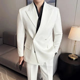 Riolio  Trendy Simple Fashion British Style Slim Fit Pure Color Suit Set LJT961 Fake Two-Piece-P240 Quality Male Clothing