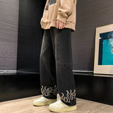 Riolio  Spring New Personality Embroidery Men's Baggy Jeans Streetwear Loose Straight Denim Trousers Male Brand Clothing