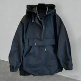 Riolio  Spring Autumn Mens Anorak Jackets Fashion Man Half zip Streetwear Hip Hop Hooded Coats Men Loose Fit Windbreaker Work Jackets