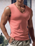 Riolio  Fashion Sleeveless Tee Tops Summer Men Solid Color Casual Tank Top Clothes Mens Loose V Neck Vest Pullovers Male Streetwear