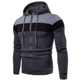 Riolio New men's hooded zipper splicing color sports top fleece insulation casual wear hooded sports top zipper comfortable hoodie