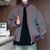 Riolio  Purple jacket  Stand Collar Loose Outdoor Spring Mens Jacket Casual Windbreaker Streetwear Urban Travel Trendy Daily Wear Coat