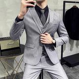 Riolio  Groom's Wedding Dress ( Jacket + Vest + Pants ) High End Brand Solid Color Men's Casual Business Office Formal Suit 3Pcs Sets