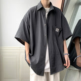 Riolio Ice Silk Fabric Oversize Shirts For Men Summer Short Sleeve Shirt Unisex Casual Street Baggy Blouses Coat Korean Men Clothing