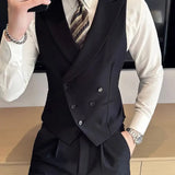 Riolio Japanese High-end Smart Casual Vest Men's Vest Pants Set Korean Elegant Wear 2025 Summer New Blazer Vest Aesthetic Waistcoat