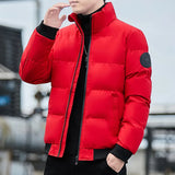 Riolio New Solid Stand Collar Male Windbreak Cotton Padded Down Jacket Warm Thick Men Parka Winter Casual Mens Outwear