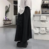 Riolio  XS-5XL Gothic Culottes Dark Workwear Big Pocket Samurai Pants Hakama Genderless Streetwear Wide-Leg Pant Men'S Clothing New