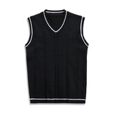 Riolio  European American Sleeveless Sweater Autumn Winter New Style Men's Youth Vest Knitwear Sleeveless Cardigan V Neck Pullover Top