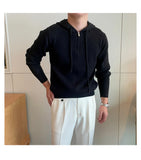 Riolio  New British Leisure Men's Hooded Sweater Trendy Zip-up Preppy Style Slim-fit Long Sleeve Hoodies Casual Vintage Warmth Knitwear