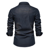 Riolio Brand Elastic Cotton Denim Shirt Men Long Sleeve Quality Cowboy Shirts for Men Casual Slim Fit Mens Designer Clothing