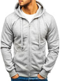 Riolio New Fashion Men's Casual Slim Fit Autumn European Size Cardigan Solid Color Zipper Cardigan Hooded Hoodie Coat