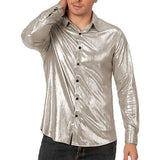 Riolio  Spring Autumn New Fashion Turn-down Collar Long Sleeve Fashion Shirt Man High Street Casual Loose Button Cardigan Sequined Tops