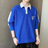 Riolio  Fashion Contrasting Colors Pockets Long Sleeve POLO Button Shirt Top Men's Versatile Casual Male All-match Handsome T-shirt