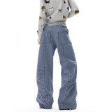 Riolio Men Checkered Casual Pants American Retro Loose Straight Pants Man Fashion Plaid Streetwear Spring New Hip Hop Trousers