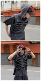 Riolio Skeleton Rib Vest Men's Summer Trendy Design High-end Sleeveless Hooded Vest American High Street Retro Jacket Aesthetic Chic