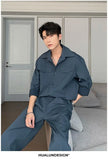 Riolio Men's Shirt Pants Set High-end Shirt Suit Trendy Spring Handsome Long-sleeved Top Loose Straight Trousers Two-piece Set
