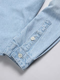 Riolio  Pure cotton washed blue denim shirt for men - loose fit, trendy, cardigan style, fashionable and casual top