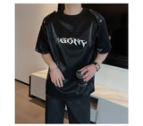 Riolio Summer High Street Men and Women Trendy Personalized Letter Printed Round Neck Short Sleeve Couple Harajuku Casual T-shirt Top